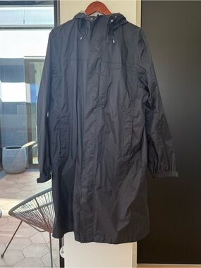 L.L. Bean Black Hooded Long Raincoat